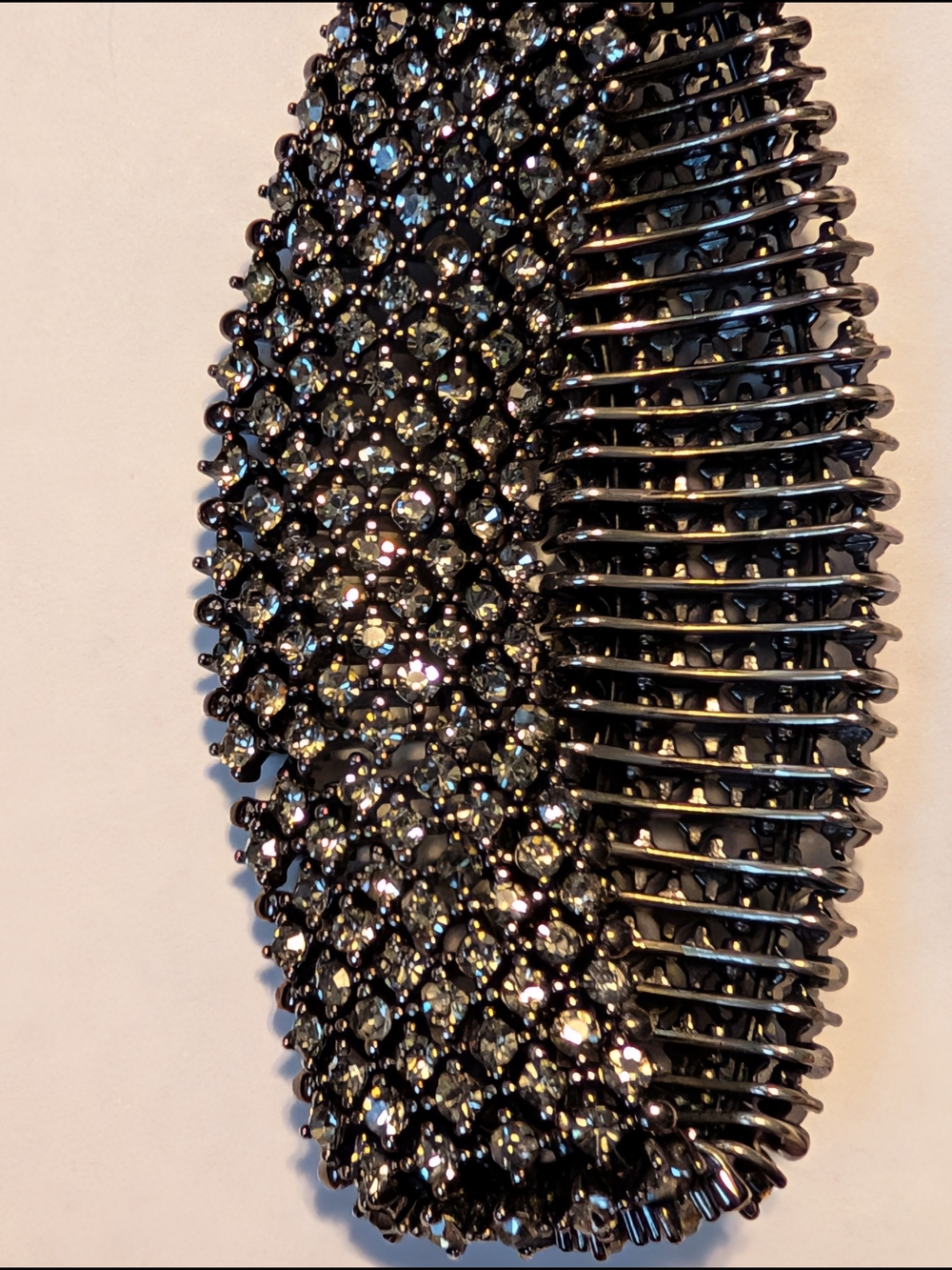 Hematite Plated Stretch Bracelet With Crystal Accents